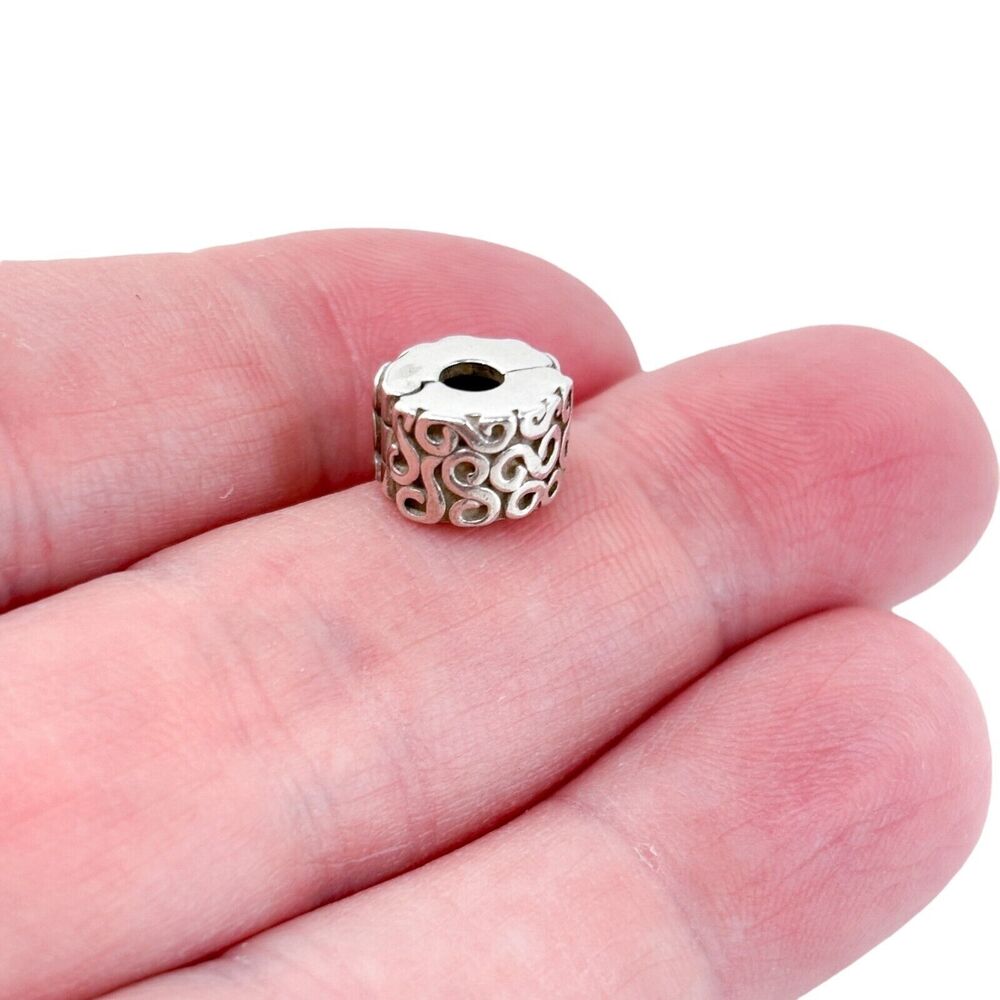 Vintage Pandora ALE Sterling Silver 925 Swirl Clip Charm